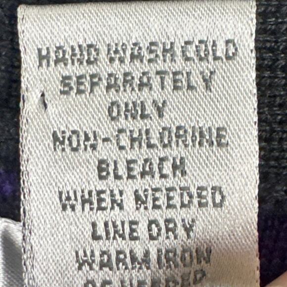 Chico's Silk Cardigan Sweater Open Front Sleeveless Black Purple Zebra SZ 2 (L) - Picture 7 of 7